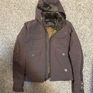 Brown Hooded Jacket with Fur Lining